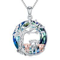 wholesale TOUPOP Gifts For Mom Elephant Necklace 925 Sterling Silver Tree Of Life Pendant Elephants Family For Mother Daughter Jewelry For Women -style_name:3 Elephants