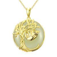 wholesale Jade Necklace For Women 14k Gold Plated Sterling Silver Tree Of Life Animal Pendant Good Fortune Jewelry Christmas Gifts For Women Mom Wife -style_name:Sloth