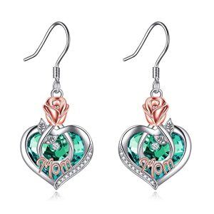 05 May-Mom Earrings with Heart Crystal