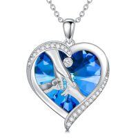 wholesale TOUPOP Gifts For Mom 925 Sterling Silver Mother And Daughters/sons Hands Necklace Blue Heart Crystal Jewelry Mothers Day Birthday Gifts For Women -style_name:2 child