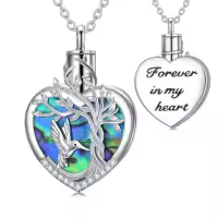 TOUPOP Sterling Silver Abalone Shell Tree Of Life Urn Necklace-style_name:Hummingbird