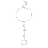wholesale 925 Sterling Silver Moonstone Flower Circle Chain Adjustable Bracelet-star sun and moon bracelet