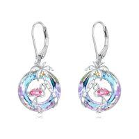 wholesale TOUPOP Flamingo Earrings 925 Sterling Silver Crystal Flamingo Gifts Palm Tree Flamingo Jewelry Birthday Valentines Day Gifts For Women Her -color_name:Purple Crystal-1