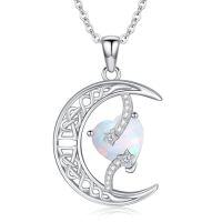 wholesale TOUPOP Moon And Star Birthstone Necklace For Women 925 Sterling Silver Celtic Moon Jewelry Birthday Christmas Gifts For Her Girlfriend -color_name:10-October-Opal
