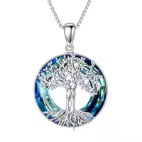 TOUPOP Sterling Silver Crystal Tree Of Life Necklace Jewelry Gift-style_name:02-Couple