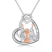 TOUPOP Sterling Silver Sister Pendant Necklace, Best Friends Jewelry Gift-style_name:F -3 Sister Necklace