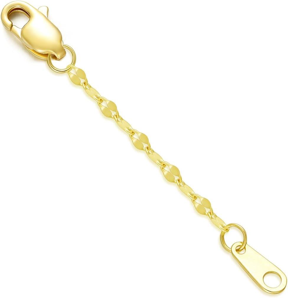 Gold Extendable Necklace & Anklet Chain w/Double Clasp 24K Gold Plated Extension Link Adjusts to Fit Any Size-0-0
