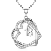TOUPOP Sterling Silver Stone Heart Pendant Necklace Gifts For Her-style_name:18th