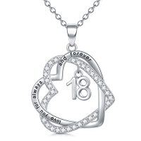 wholesale TOUPOP Gifts For Her 925 Sterling Silver Necklace Forever Love Heart Pendant Heart Year Old Jewelry Anniversary Birthday Christmas Gifts Women Girlfriend Wife Mom Grandma Daughter -style_name:18th