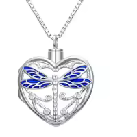 TOUPOP Sterling Silver Cremation Jewelry Locket For Ashes Memorial Keepsake-style_name:B02-Dragonfly Urn Locket Necklace