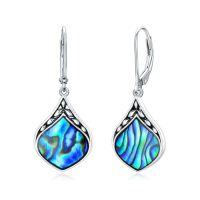 wholesale Teardrop Earrings 925 Sterling Silver Vintage Irish Celtic Natural Gemstone Dangle Earrings Jewelry Chritmas Gifts For Women Her Mom -color_name:Abalone