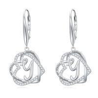 wholesale TOUPOP Gifts For Women Heart Initial Earrings 925 Sterling Silver Double Heart Dangle Earrings Birthday Jewelry Birthday Christmas Gifts For Her Wife Girlfriend -style_name:Initial Y