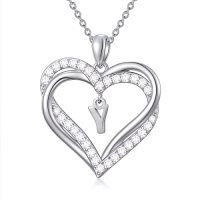 wholesale TOUPOP Heart Initial Necklace 925 Sterling Silver Initial A-z Letter Pendant Necklace Double Heart Jewelry Anniversary Birthday Christmas Gifts For Women Her Wife Girlfriend -style_name:Heart Initial Y