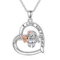 wholesale Animal Necklace 925 Sterling Silver Animal Pendant Women Jewelry Christmas Gifts For Women -style_name:Sloth-Heart