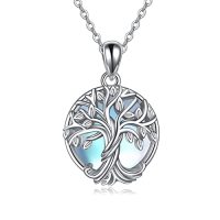 wholesale TOUPOP Tree Of Life Necklace For Women Sterling Silver Crescent Moon Tree Moonstone Pendant Family Tree Necklace For Mother Daughter Sister Gifts ﻿ -style_name:2-Tree of Life Necklace