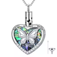 TOUPOP Sterling Silver Tree Of Life Heart Urn Necklace For Ashes Memorial Jewelry-style_name:Butterfly Urn
