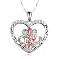 TOUPOP Sterling Silver Crystal Sisters Necklace Gift For Women Friendship-style_name:3 Sisters Necklace-Sterling Silver