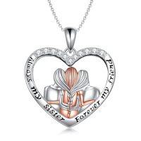 wholesale TOUPOP Sister Christmas Gifts From Sister/brother Two Three Four Five Sisters Necklace Sterling Silver Crystal Fashion Jewelry Gift For Women Friend Female Friendship Lasts Forever -style_name:3 Sisters Necklace-Sterling Silver