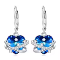 TOUPOP Sterling Silver Crystal Heart Earrings Gift for Women Mother Christmas-style_name:1-Moon and Star