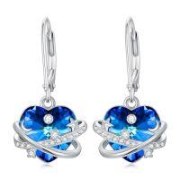 wholesale TOUPOP Heart Earrings For Woman Sterling Silver Heart Crystal Jewelry Gift For Mother Christmas -style_name:1-Moon and Star