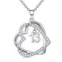 wholesale TOUPOP Gifts For Her 925 Sterling Silver Necklace Forever Love Heart Pendant Heart Year Old Jewelry Anniversary Birthday Christmas Gifts Women Girlfriend Wife Mom Grandma Daughter -style_name:13th