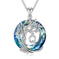 wholesale TOUPOP Tree Of Life Necklace For Women 925 Sterling Initial A-z Letter Pendant Family Tree Crystal Jewelry Birthday Anniversary Christmas Gifts For Her Mom Wife Girlfriend Daughter -style_name:Tree of Life Q Initial