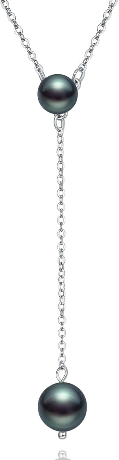  Sterling Silver Pearl Necklace for Women Dainty Trendy Long Pearl Jewelry Gift -0-0