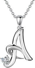 wholesale 18K Gold Plated S925 Sterling Silver A-Z Initial Necklace with 4mm Heart Moissanite for Women-0-0