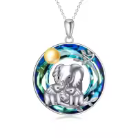 TOUPOP Sterling Silver Crystal Animal Necklace Turtle Elephant Dolphin Gift-style_name:4-3 Elephant