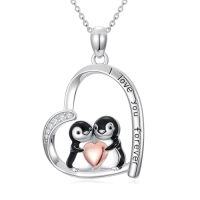 wholesale Penguins Necklace For Women 925 Sterling Silver Penguins Pendant Jewelry Christmas Birthday Gifts For Women Sister Daughter -color_name:pink