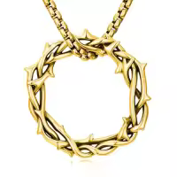 TOUPOP 925 Sterling Silver Crown Of Thorns Cross Necklace Pendant Religious Jewelry-style_name:1-Crown of Thorns Necklace-Gold