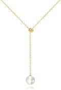 wholesale 14K Gold AAA Freshwater Pearl Infinity Y-Necklace for Women (8mm) - Elegant Mother's Day Gift-0-0