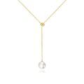 wholesale 14k Gold Pearl Lariat Y Necklace Adjustable Drop Chain For Women-0-0