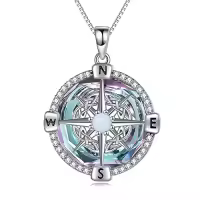 TOUPOP Sterling Silver Compass Urn Necklace For Women-style_name:A02-Purple