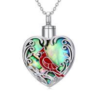wholesale TOUPOP Heart Urn Necklace For Ashes 925 Sterling Silver Cremation Jewelry Keepsake Necklaces Memorial Sympathy Gifts For Women Mom Wife -style_name:B-Cardinal-Abalone Shell