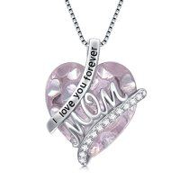 wholesale Mothers Day Gifts For Mom S925 Sterling Silver I Love You Forever Love Hear Mon Pendant Necklace With 12 Birthstone Jewelry Birthday Christmas Gifts For Women Grandma Mom Nana From Duaghter Son -color_name:10-Oct