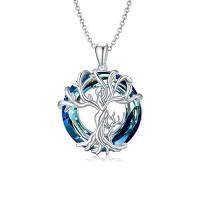 wholesale TOUPOP Christmas Gifts For Mom, Mothers And Daughter/son Necklace, 925 Sterling Silver Tree Of Life Crystal Jewelry Birthday Gifts For Women Mother Grandma Wife -color_name:A-Mother and 1 Child-Blue Crystal