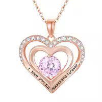TOUPOP Sterling Silver Birthstone Forever Love Heart Jewelry Gifts-color_name:Rose Gold-10-Oct