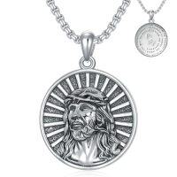 wholesale Saint Patron Necklace For Men Women 925 Sterling Silver Saint Pendant With Stainless Steel Chain St Medal Protection Necklace Catholic Religious Amulet Gifts For Him -style_name:Jesus Coin Necklace