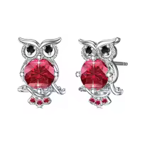 TOUPOP Sterling Silver Ruby Owl Stud Earrings For Women-color_name:07-Jul