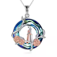 TOUPOP Sterling Silver Rose Flower Necklace Mothers Day Christmas Gifts-style_name:C-Mother Daughter B