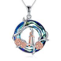 wholesale TOUPOP Birthday Gifts For Mom 925 Sterling Silver Rose Flower Necklace Mother And Daughters Sons Jewelry Mothers Day Christmas Gifts For Women -style_name:C-Mother Daughter B