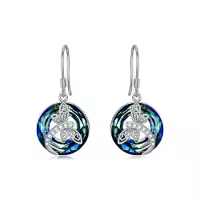 TOUPOP Sterling Silver Blue Crystal Animals Dangle Drop Earrings-style_name:dragonfly earrings