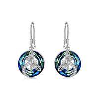 wholesale TOUPOP Dragonfly/butterfly/hummingbird/elephant/turtle Earrings Sterling Silver Animals Dangle Drop Earrings With Blue Circle Crystal Small Cute Animals Jewelry Gifts For Women Friends Birthday Christmas -style_name:dragonfly earrings