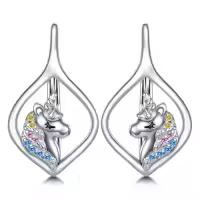 TOUPOP Sterling Silver Stone Animal Leverback Hoop Earrings-style_name:Unicorn