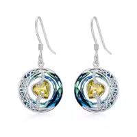 TOUPOP Sterling Silver Blue Crystal Moon Star Dangle Earrings-color_name:11-November-Citrine