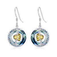 wholesale TOUPOP Birthstone Earrings For Women 925 Sterling Silver Moon And Star Dangle Earrings With Blue Crystal Birthdayjewelry Christmas Gifts For Women -color_name:11-November-Citrine