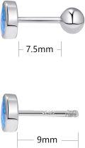 wholesale 925 Sterling Silver Blue Fire Opal Round Stud Earrings for Women-0-4
