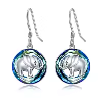TOUPOP Sterling Silver Blue Crystal Animals Dangle Drop Earrings-style_name:Elephant Earrings