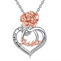 TOUPOP Sterling Silver Birth Flower Sister Necklace-color_name:09-September-Peony